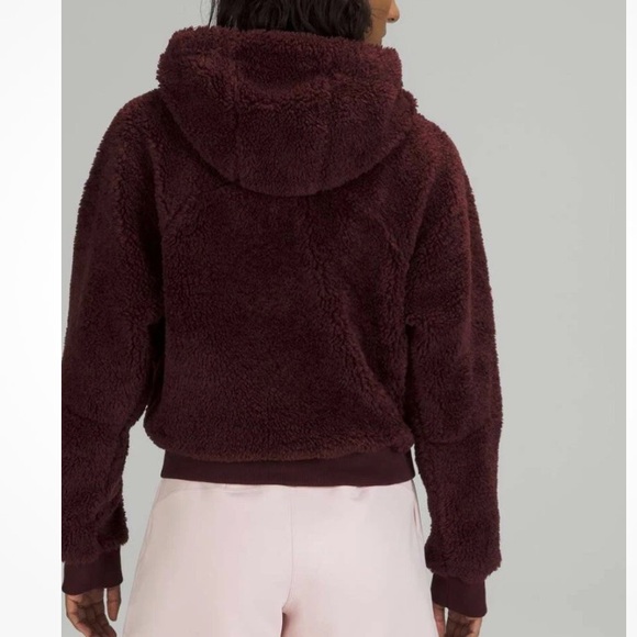 Lululemon Textured Fleece 1/2 Half Zip Hoodie Pullover Red Merlot W3FLRS Size 10 - Picture 2 of 15